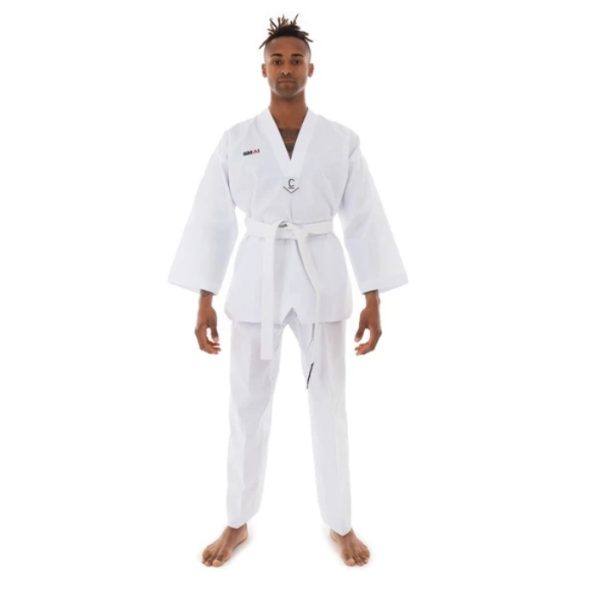 Dobok allievo Taekwondo con scollo a V bianco Smai