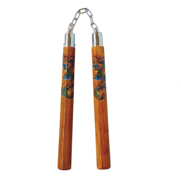 Nunchaku in legno con drago