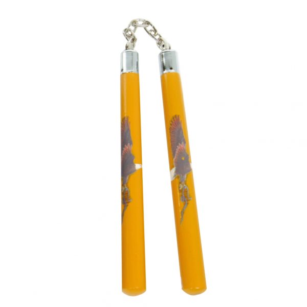 Nunchaku in legno giallo con aquila
