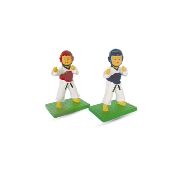 Statuette ceramica atleti Taekwondo figure