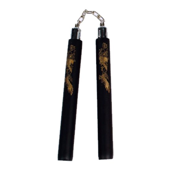 Nunchaku in gommapiuma nero con drago