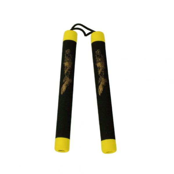 Nunchaku in gommapiuma colorato con lacci e drago