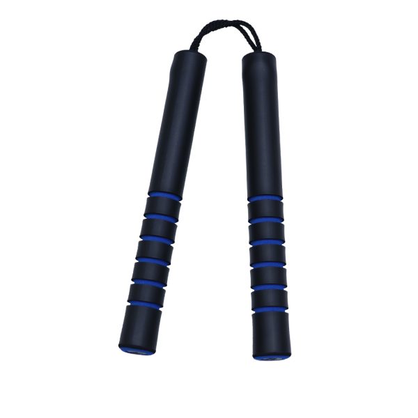 Nunchaku in gommapiuma nero con grip blu